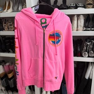 Aviator Nation Pink Zip-Up Hoodie with Rainbow Patch and Pants!!!!